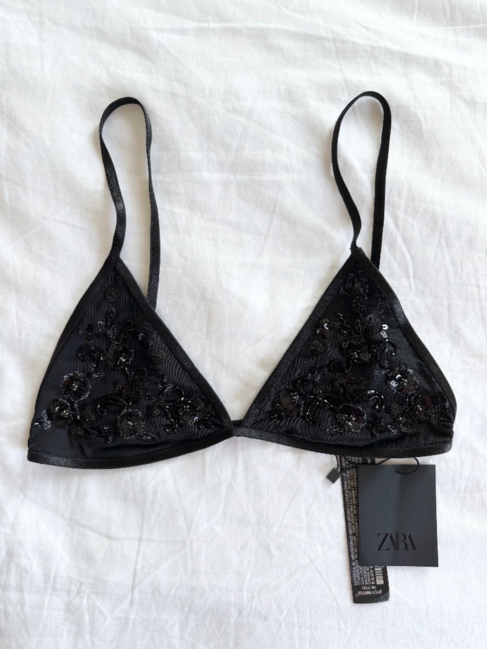 🆕 Zara Sequin Embellished Triangle Bralette - Size Small